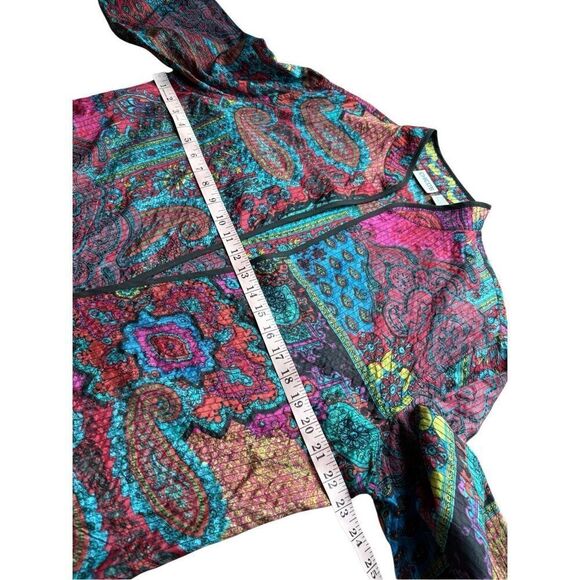 Vintage Chico’s 100% Silk Quilted Open Front Boho Paisley Jacket - Picture 8 of 9